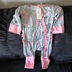 Cute Pink and Gray Kids Footie